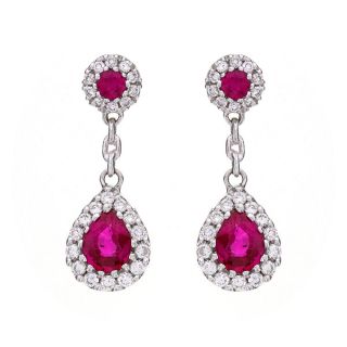 Ruby and Diamond Drop Earrings - 02018792 | Heming Diamond Jewellers | London