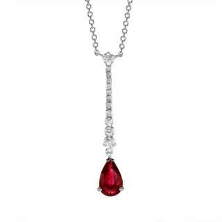 Ruby and Diamond Drop Pendant - 02022302 | Heming Diamond Jewellers | London