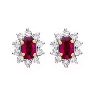 Ruby and Diamond Earrings - 00019736 | Heming Diamond Jewellers | London