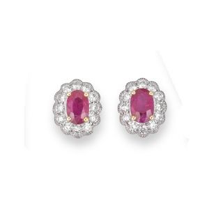 Ruby and Diamond Earrings - 00022300 | Heming Diamond Jewellers | London