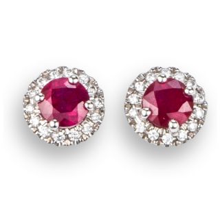 Ruby and Diamond Earrings - 00022983 | Heming Diamond Jewellers | London