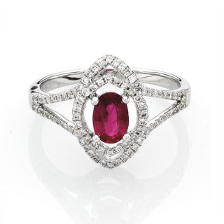 Ruby & Diamond Cluster Ring - 00021311 | Heming Diamond Jewellers | London