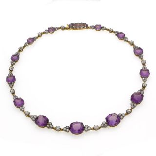 Russian Vintage Amethyst and Diamond Necklace - 00019296 | Heming Diamond Jewellers | London