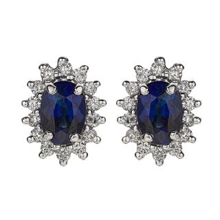 Sapphire & Diamond Cluster Earrings - 00021130 | Heming Diamond Jewellers | London