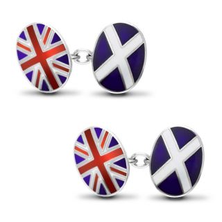 Silver And Enamel Union Cufflinks - 00022185 | Heming Diamond Jewellers | London