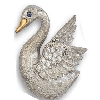 White gold Swan brooch. - 02023832 | Heming Diamond Jewellers | London
