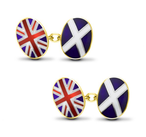 Hard Gold Plated Silver And Enamel Union Cufflinks - 00022296 | Heming Diamond Jewellers | London