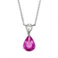 A Pink Sapphire and Diamond Drop Pendant - 00020555 | Heming Diamond Jewellers | London