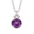 Amethyst and Diamond Drop Pendant - 00020842 | Heming Diamond Jewellers | London