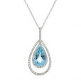 Aquamarine and Diamond Drop Pendant - 00021048 | Heming Diamond Jewellers | London