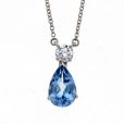 Aquamarine and Diamond Pendant - 00019226 | Heming Diamond Jewellers | London