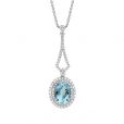 Aquamarine and Diamond Pendant - 00019757 | Heming Diamond Jewellers | London