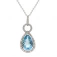 Aquamarine and Diamond Pendant - 00021047 | Heming Diamond Jewellers | London