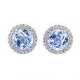 Blue Topaz and Diamond Cluster Earrings - 00021139 | Heming Diamond Jewellers | London
