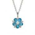 Blue Topaz and Diamond Cluster Pendant - 00020977 | Heming Diamond Jewellers | London