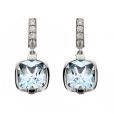 Blue Topaz and Diamond Drop Earrings - 00020834 | Heming Diamond Jewellers | London