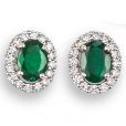 Emerald and Diamond Cluster Earrings - 00024461 | Heming Diamond Jewellers | London