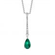Emerald and Diamond Drop Pendant - 00022061 | Heming Diamond Jewellers | London