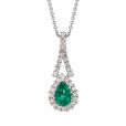 Emerald and Diamond Pendant - 00019719 | Heming Diamond Jewellers | London