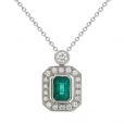 Emerald & Diamond Pendant - 00021066 | Heming Diamond Jewellers | London