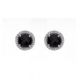 Onyx and Diamond Cluster Earrings - 00019582 | Heming Diamond Jewellers | London