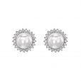 Pearl & Diamond Cluster Earrings - 00024150 | Heming Diamond Jewellers | London