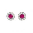 Ruby and diamond cluster earrings - 00021199 | Heming Diamond Jewellers | London