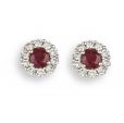 Ruby and Diamond Cluster Earrings - 00024847 | Heming Diamond Jewellers | London