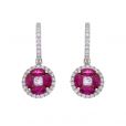 Ruby and Diamond Drop Earrings - 00019739 | Heming Diamond Jewellers | London