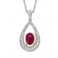 Ruby and Diamond Drop Pendant - 00019728 | Heming Diamond Jewellers | London