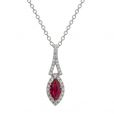 Ruby and Diamond Drop Pendant - 00021052 | Heming Diamond Jewellers | London