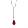 Ruby and Diamond Drop Pendant - 02022302 | Heming Diamond Jewellers | London