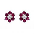 Ruby Cluster Earrings - 00018757 | Heming Diamond Jewellers | London