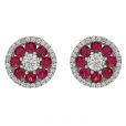 Ruby & Diamond Cluster Earrings - 00021110 | Heming Diamond Jewellers | London