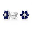 Sapphire and Diamond Cluster Earrings - 00022918 | Heming Diamond Jewellers | London