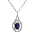 Sapphire and Diamond Cluster Pendant - 00021063 | Heming Diamond Jewellers | London