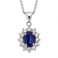 Sapphire and Diamond Cluster Pendant - 02018167 | Heming Diamond Jewellers | London