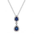 Sapphire and Diamond Drop Pendant - 00021050 | Heming Diamond Jewellers | London