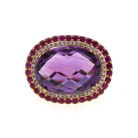 Amethyst, Diamond & Ruby Ring - 00019549 | Heming Diamond Jewellers | London