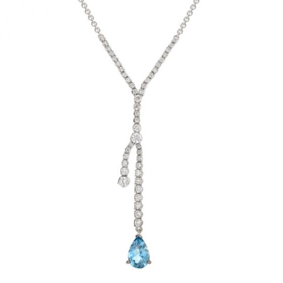 Aquamarine and Diamond Pendant - 02020258 | Heming Diamond Jewellers | London