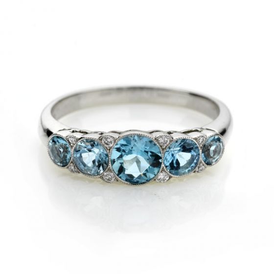 Aquamarine & Diamond Dress Ring - 00020789 | Heming Diamond Jewellers | London