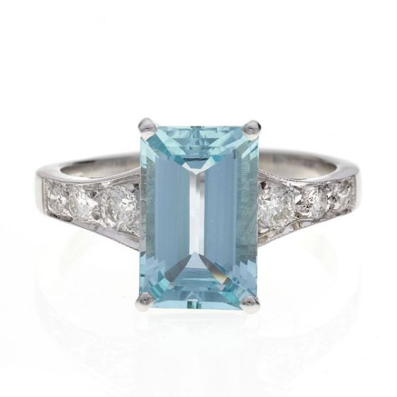 Aquamarine & Diamond Ring - 00019769 | Heming Diamond Jewellers | London