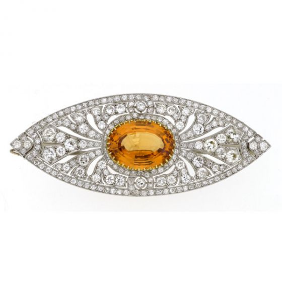Art Deco Topaz and Diamond Brooch - 00019310 | Heming Diamond Jewellers | London