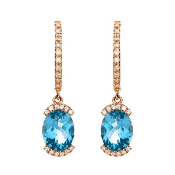 Blue Topaz and Diamond Earrings - 00020902 | Heming Diamond Jewellers | London