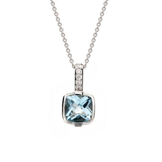 Blue Topaz and Diamond Pendant - 00020830 | Heming Diamond Jewellers | London