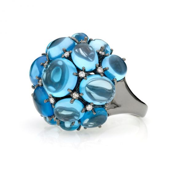 Blue Topaz Bubble Ring - 00022558 | Heming Diamond Jewellers | London