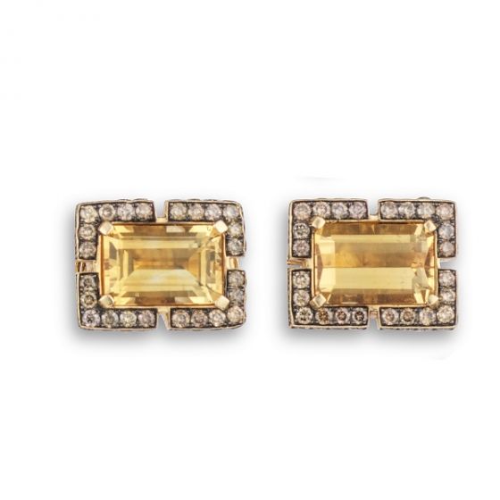 Brown Diamond & Citrine Cufflinks - 02024162 | Heming Diamond Jewellers | London