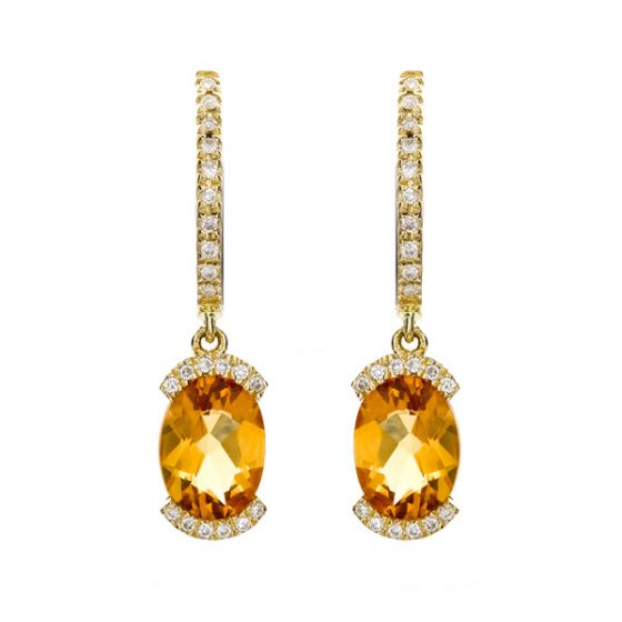 Citrine and Diamond Earrings - 00020900 | Heming Diamond Jewellers | London