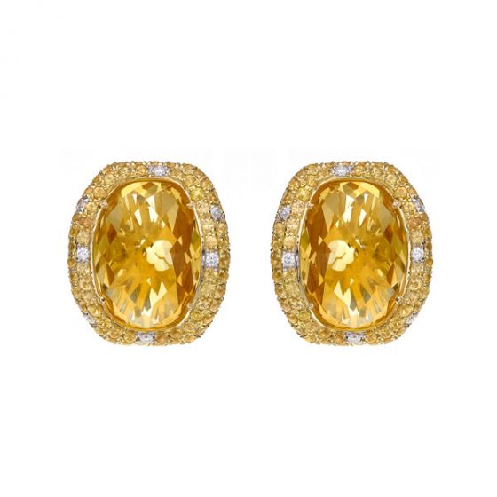 Citrine Cluster Earrings - 00019578 | Heming Diamond Jewellers | London