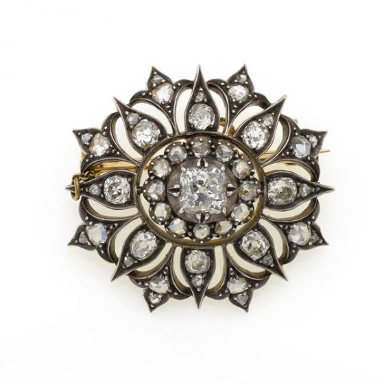 Diamond Flower Target Brooch - 02020650 | Heming Diamond Jewellers | London
